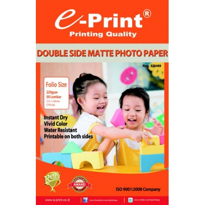 E-PRINT Double Side Matte Inkjet Folio 220 gsm 50 lembar